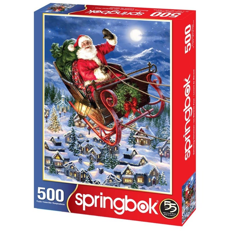 Springbok Delivering Christmas 500 Piece Jigsaw Puzzle - This Classic Scene of Santa in his Sleigh Will get You in The Holiday Spirit - Image 2